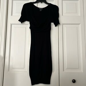 Black Short-Sleeve Sweater Dress